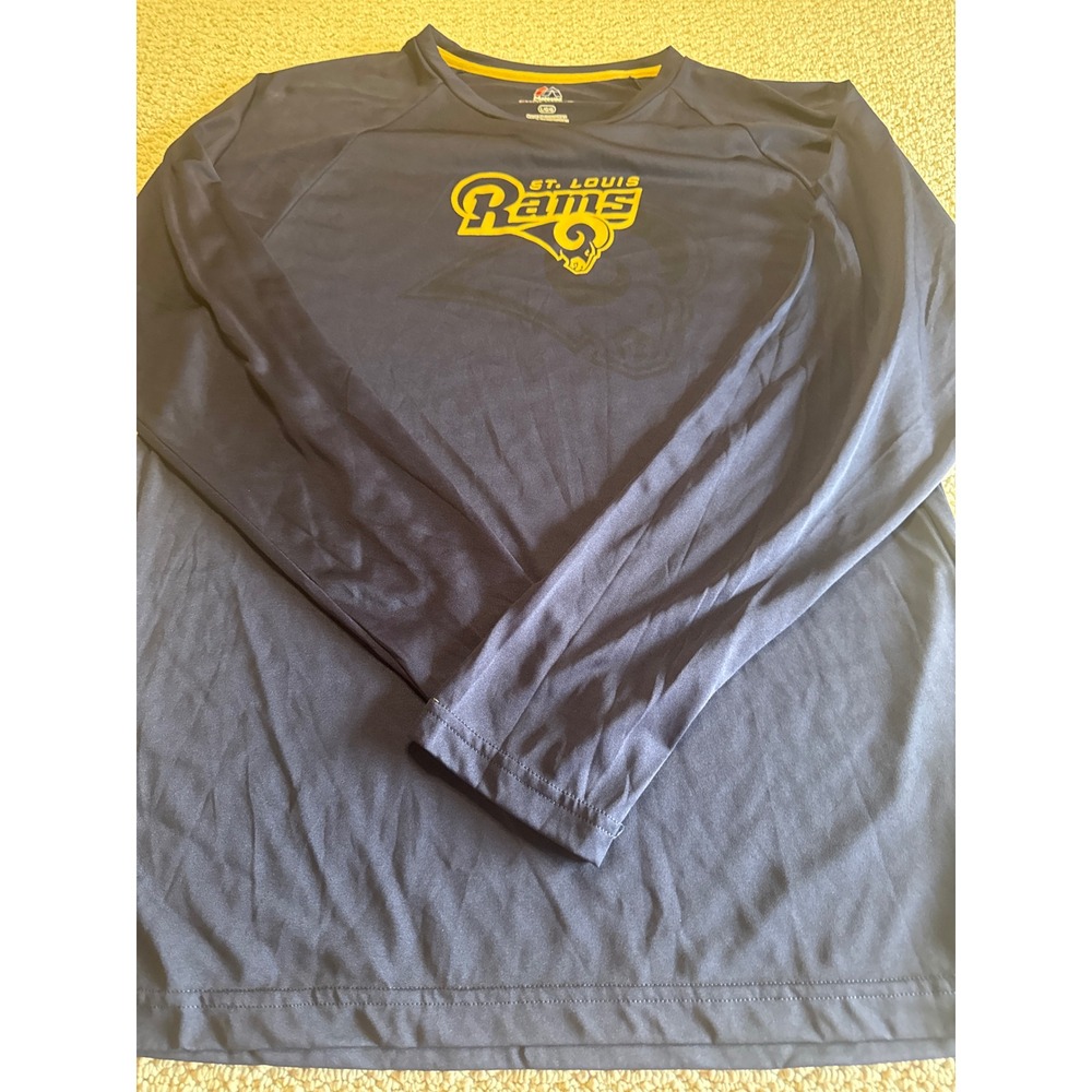 Majestic St. Louis Rams Cool Base Long Sleeve Shirt Navy Blue Large NFL Football